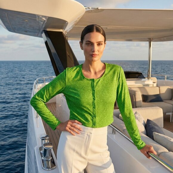 NWT ANDIE The Augusta Jacket cropped snap front resort wear M - Picture 3 of 9